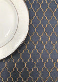 Steel Blue Gold Quatrefoil